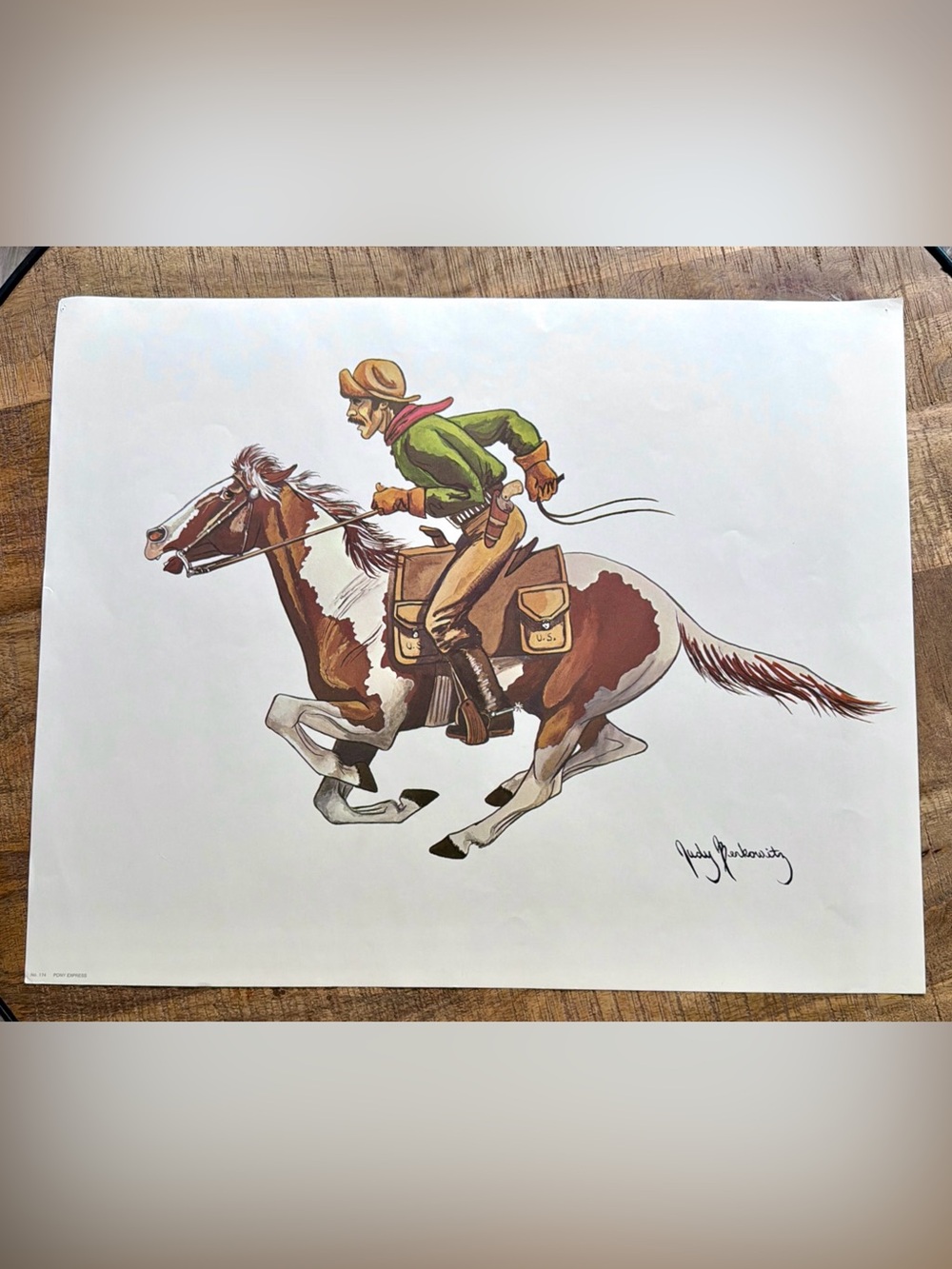 1940’s Litho “PONY EXPRESS “ by Judy Berkowitz Art Print 16”x21” EUC